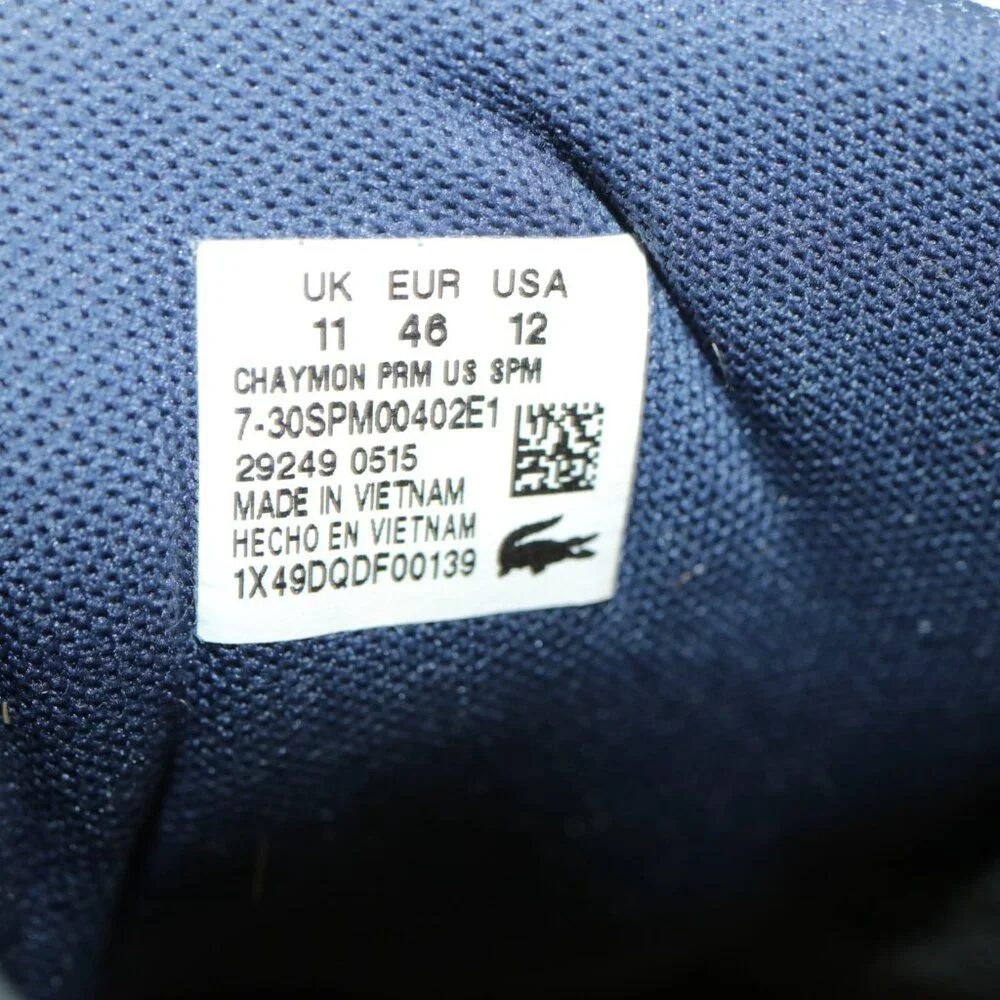Lacoste Mens Chaymon Sneaker Size 12 Navy Blue Leather‎ Lace Up Casual Shoe Low